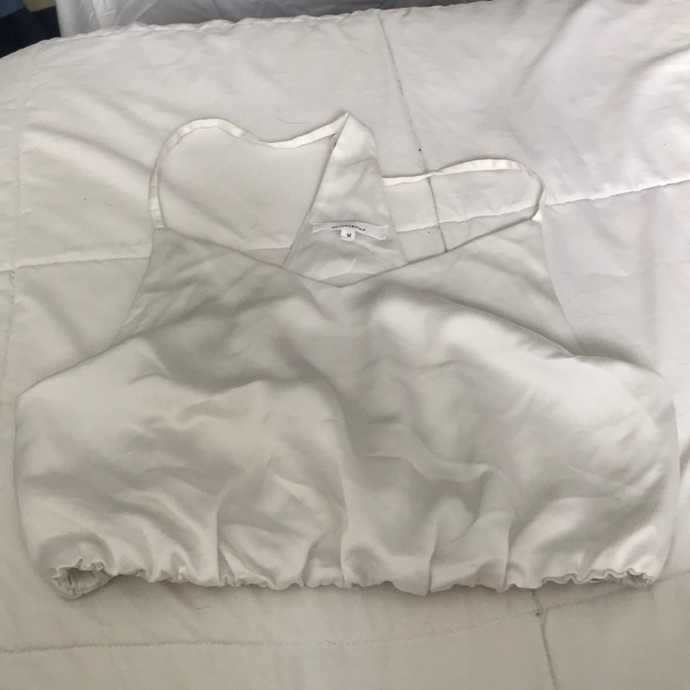 oliviceous white scrunched crop top WORN ONCE
